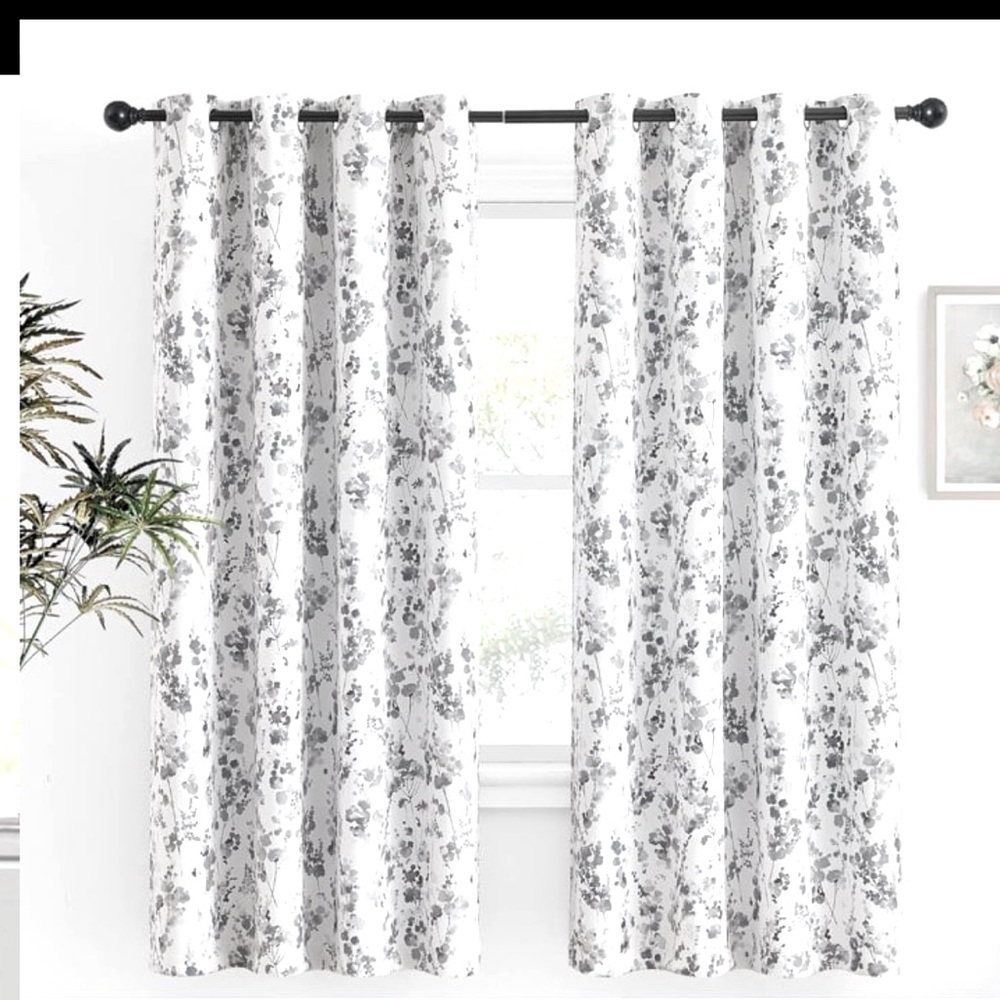 new • floral thermal insulated blackout curtain panels {set of 2}